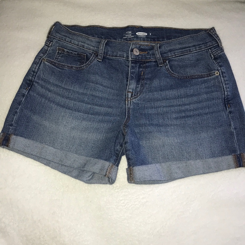 Denim fitted shorts